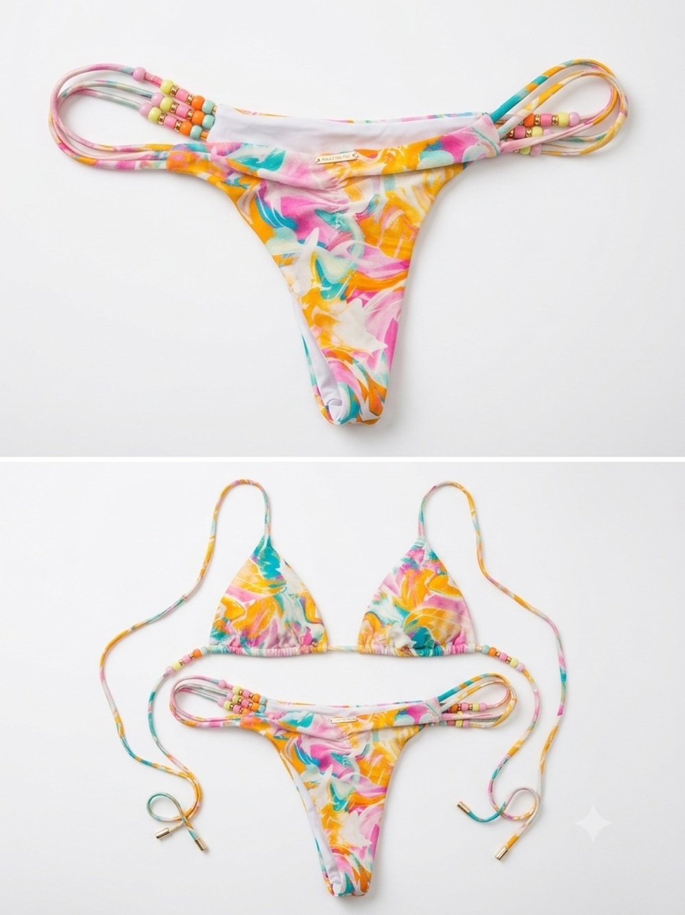 Hello Molly Multicolor Floral Print Bikini - Pink, Yellow, Teal